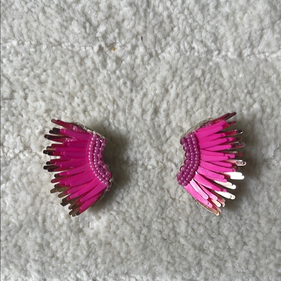 Mignonne Gavigan Pink and Gold Fan Earrings - Picture 1 of 2